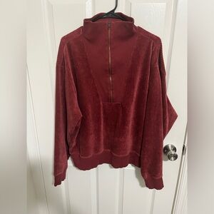 Universal Thread Red Velvet Corduroy Quarter Zip